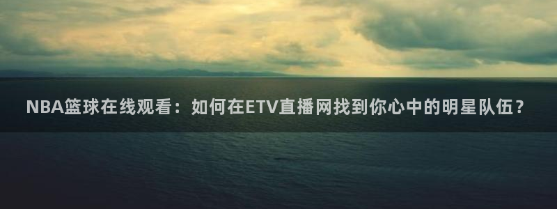 NBA篮球在线观看：如何在ETV直播网找到你心中的明星队伍？